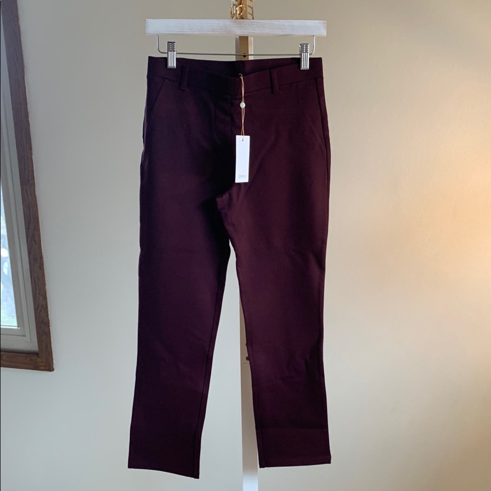 Quince Ultra-Stretch Ponte Straight Leg Burgundy Pants